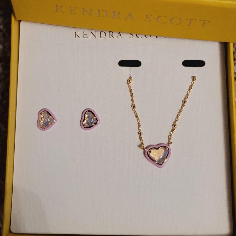 Kendra Scott Gold and Purple Heart Earrings